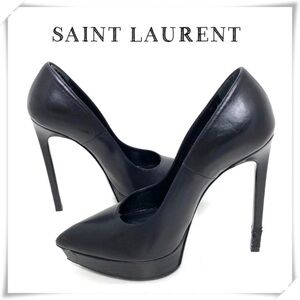 Saint Laurent Pointed Toe Platform High Heel Pumps in Black